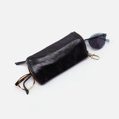 HOBO Spark Double Eyeglass Case In Polished Leather - Black