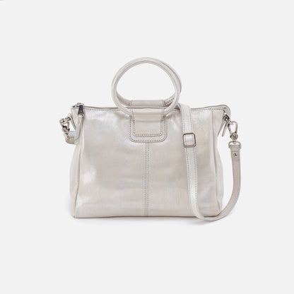HOBO Sheila Medium Satchel In Metallic Leather - Silver