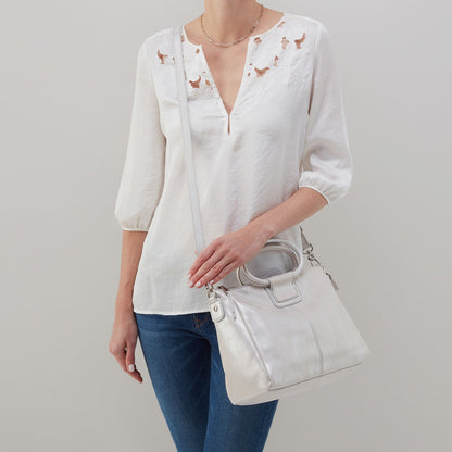 HOBO Sheila Medium Satchel In Metallic Leather - Silver