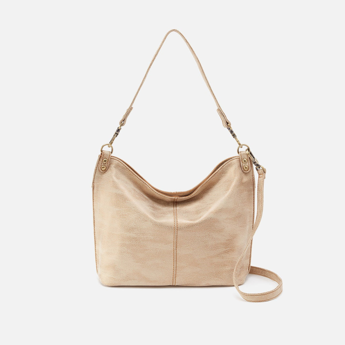 HOBO Pier Shoulder Bag in Metallic Leather - Gold Leaf