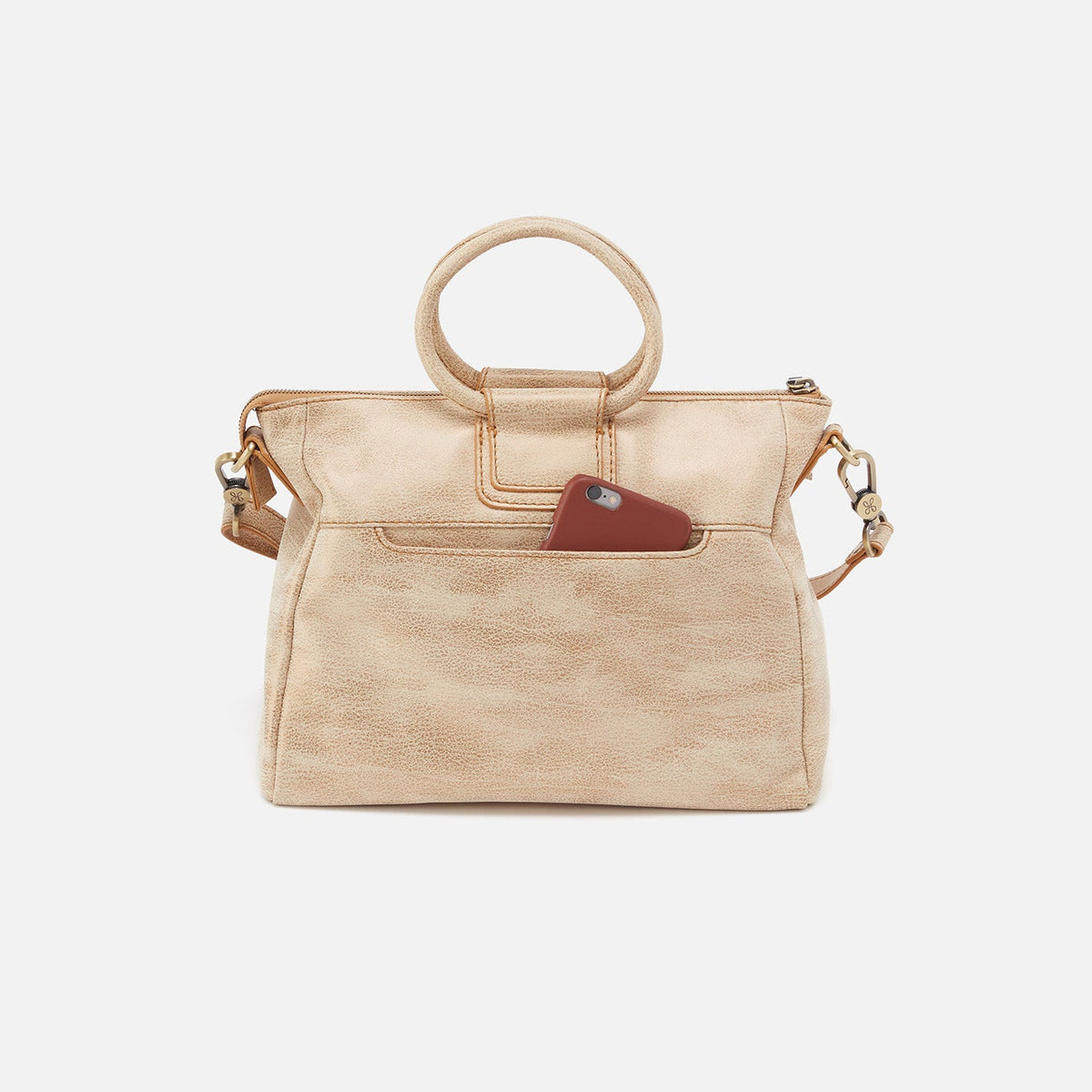 HOBO Sheila Medium Satchel In Metallic Leather - Gold Leaf