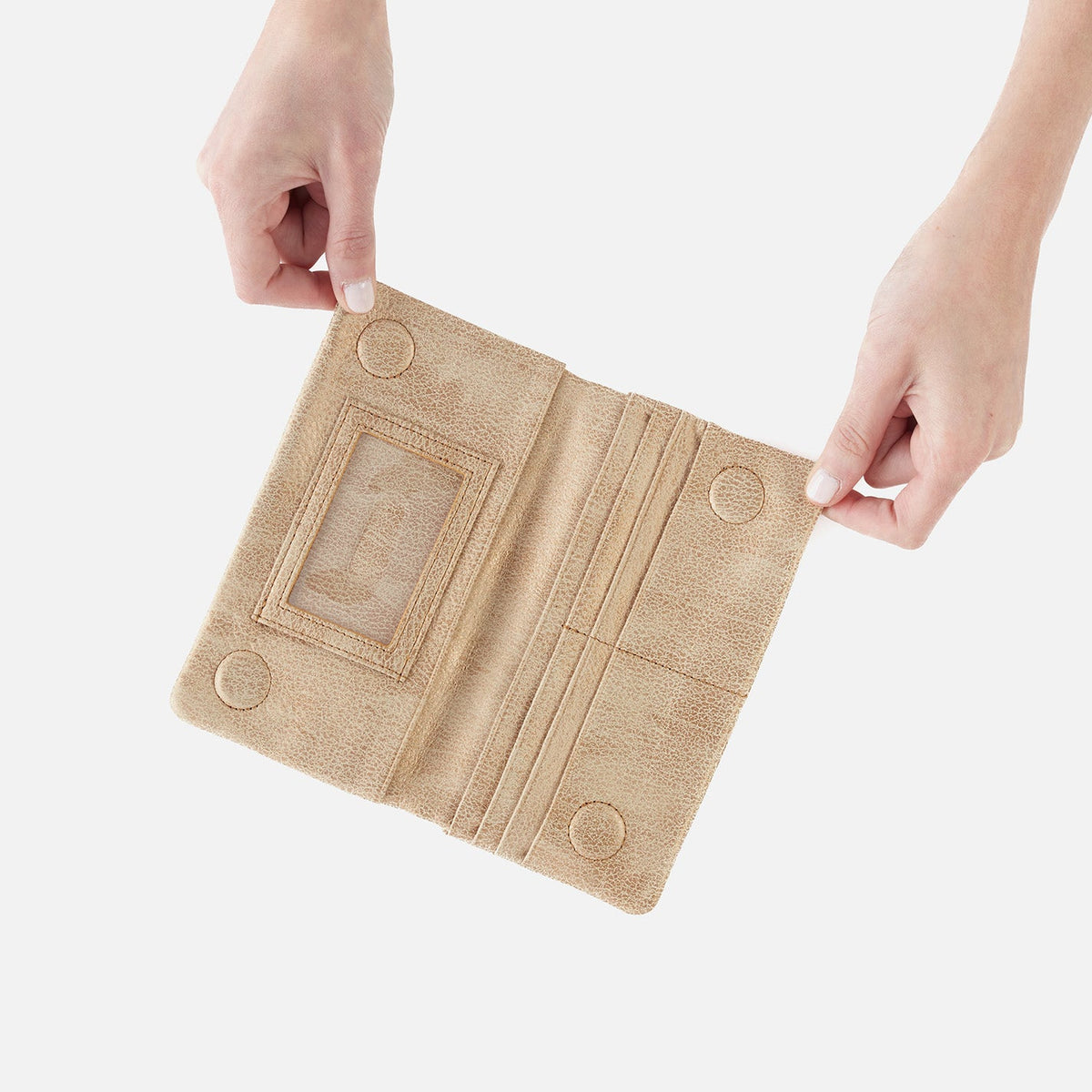 HOBO Lumen Continental Wallet In Metallic Leather - Gold Leaf