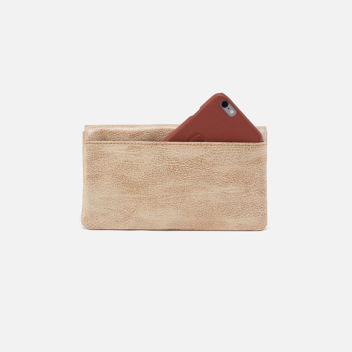 HOBO Lumen Continental Wallet In Metallic Leather - Gold Leaf