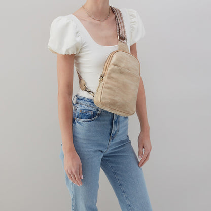 HOBO Cass Sling in Metallic Leather - Gold Leaf