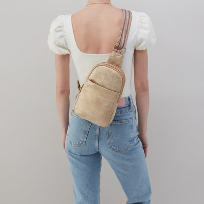 HOBO Cass Sling in Metallic Leather - Gold Leaf