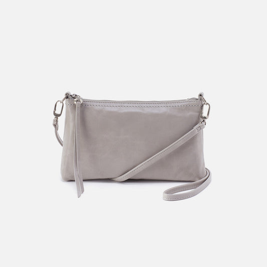HOBO Darcy Crossbody In Polished Leather - Light Grey