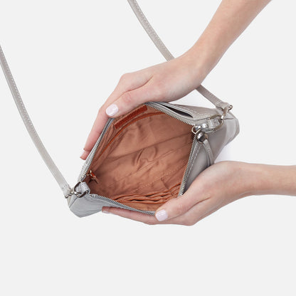HOBO Darcy Crossbody In Polished Leather - Light Grey