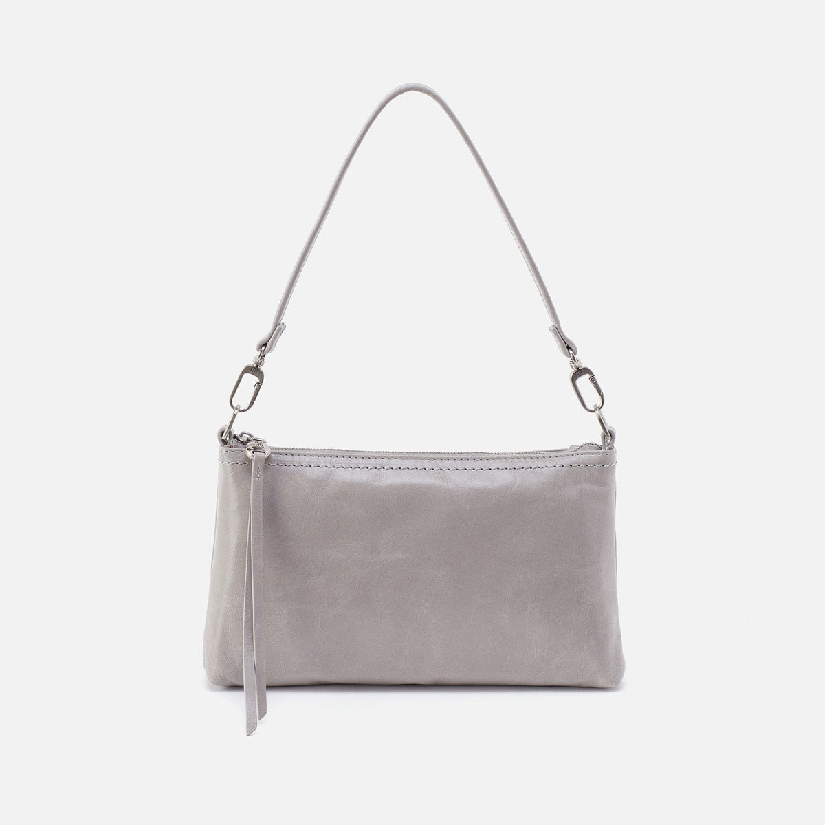HOBO Darcy Crossbody In Polished Leather - Light Grey