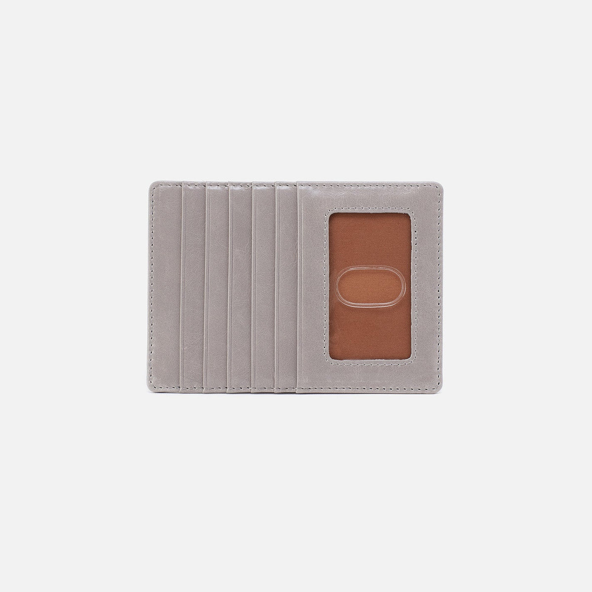 HOBO Euro Slide Card Case In Polished Leather - Light Grey