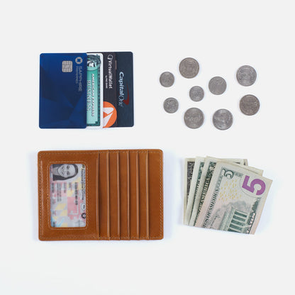 HOBO Euro Slide Card Case In Polished Leather - Light Grey