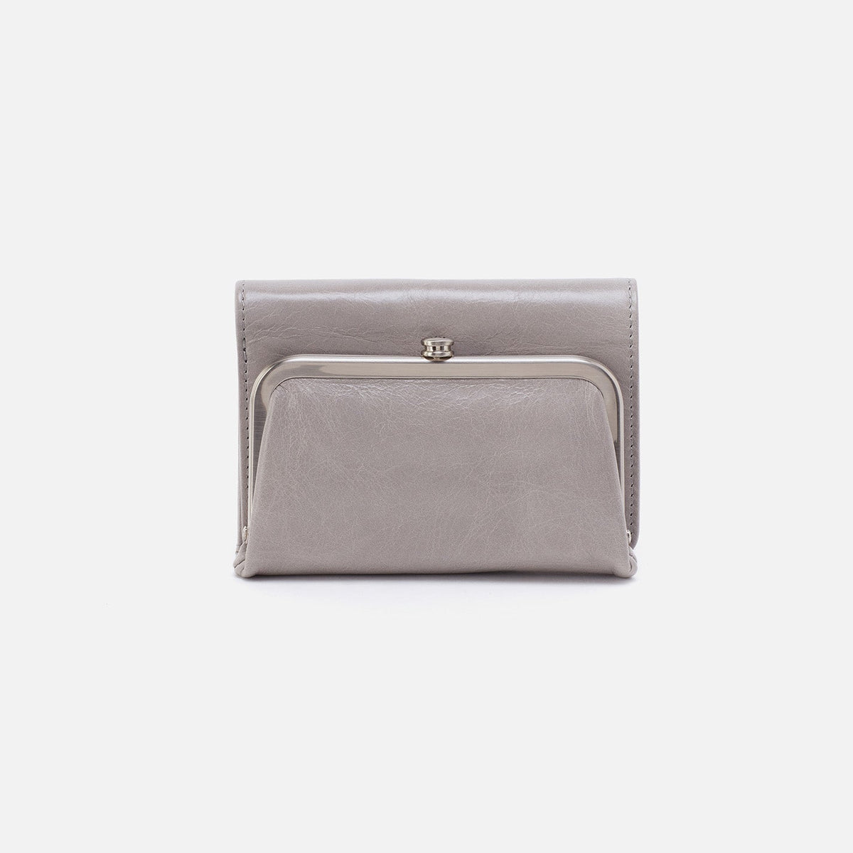HOBO Robin Compact Wallet In Polished Leather - Light Grey