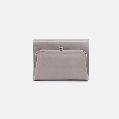 HOBO Robin Compact Wallet In Polished Leather - Light Grey