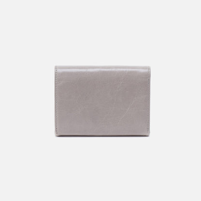 HOBO Robin Compact Wallet In Polished Leather - Light Grey