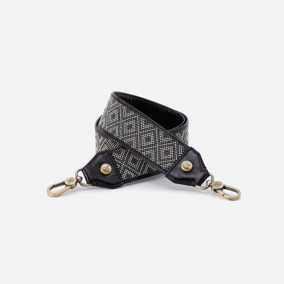 HOBO Beaded Guitar Strap In Polished Leather - Black