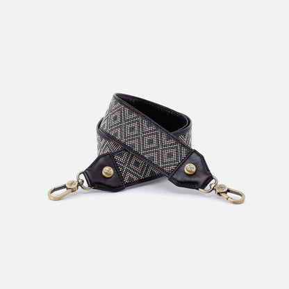 HOBO Beaded Guitar Strap In Polished Leather - Black