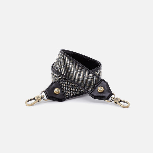 HOBO Beaded Guitar Strap In Polished Leather - Black