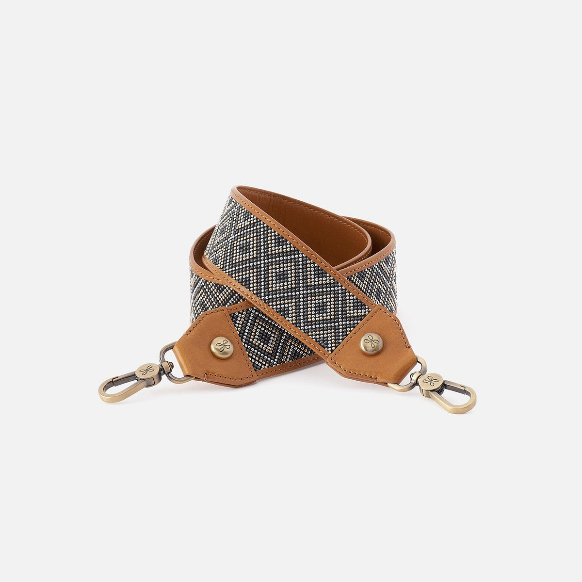 HOBO Beaded Guitar Strap In Polished Leather - Natural