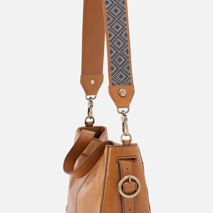 HOBO Beaded Guitar Strap In Polished Leather - Natural