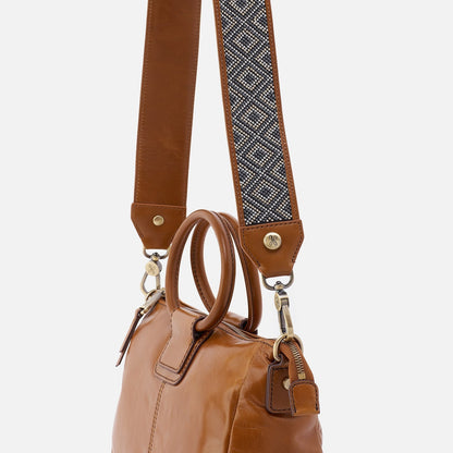 HOBO Beaded Guitar Strap In Polished Leather - Truffle