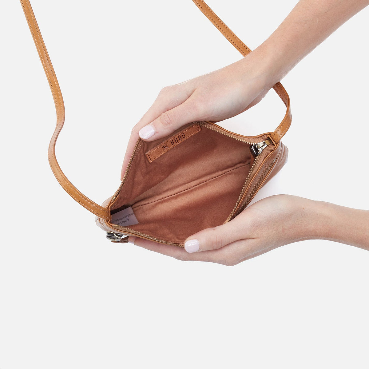HOBO Cara Crossbody In Polished Leather - Natural