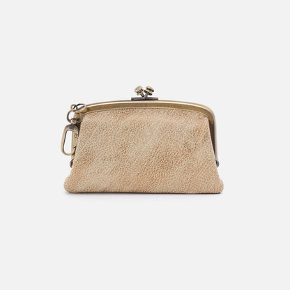 HOBO Cheer Frame Pouch In Metallic Leather - Gold Leaf