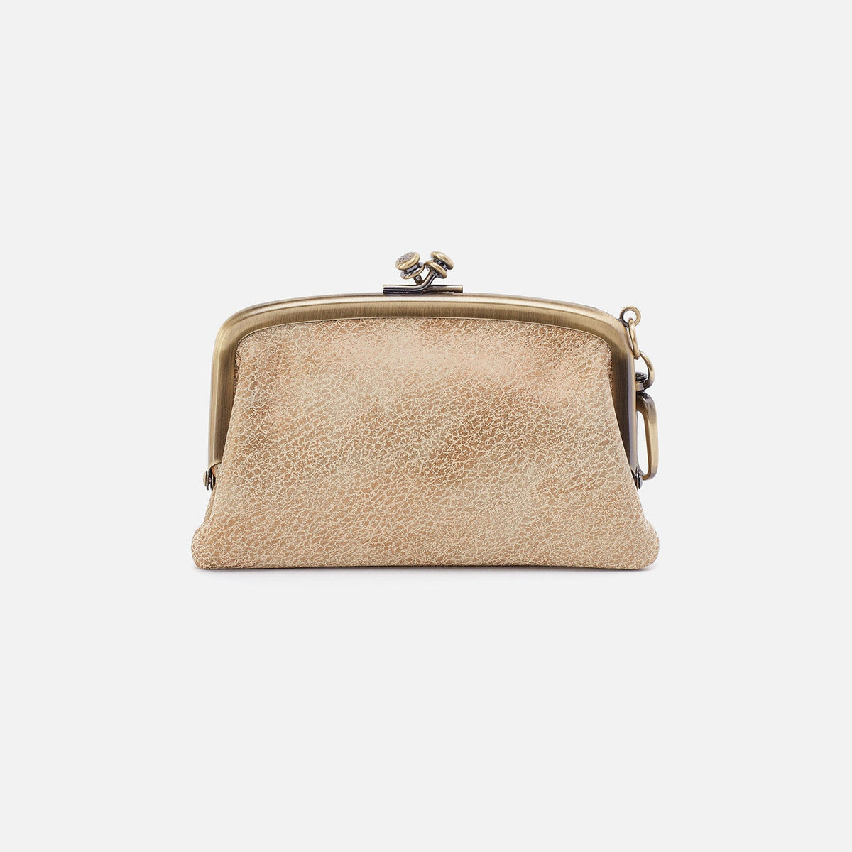 HOBO Cheer Frame Pouch In Metallic Leather - Gold Leaf
