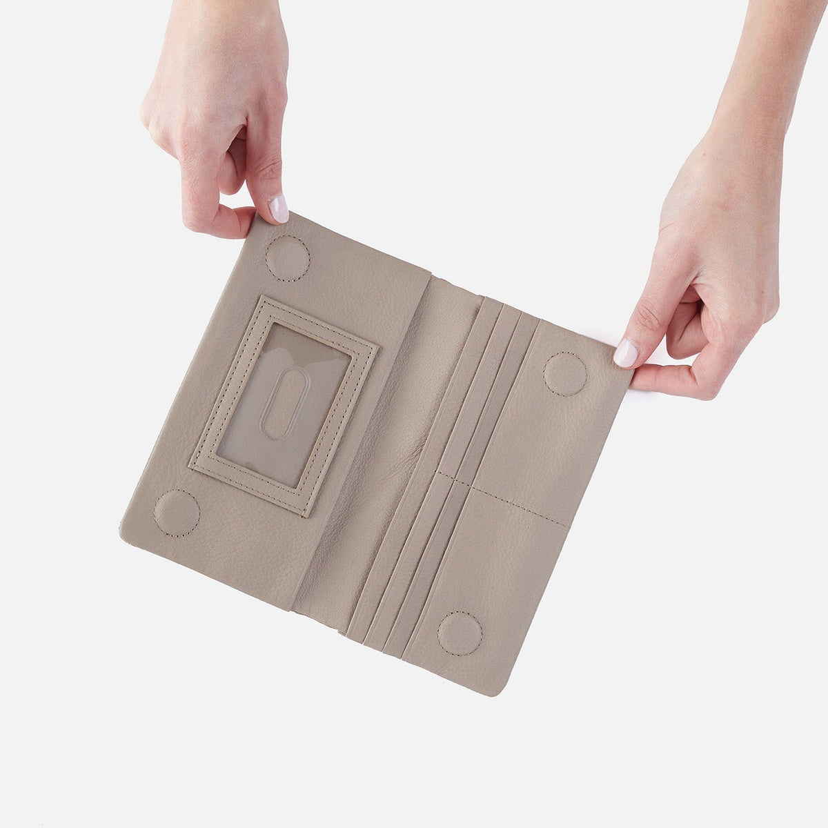 HOBO Lumen Continental Wallet In Pebbled Leather - Taupe