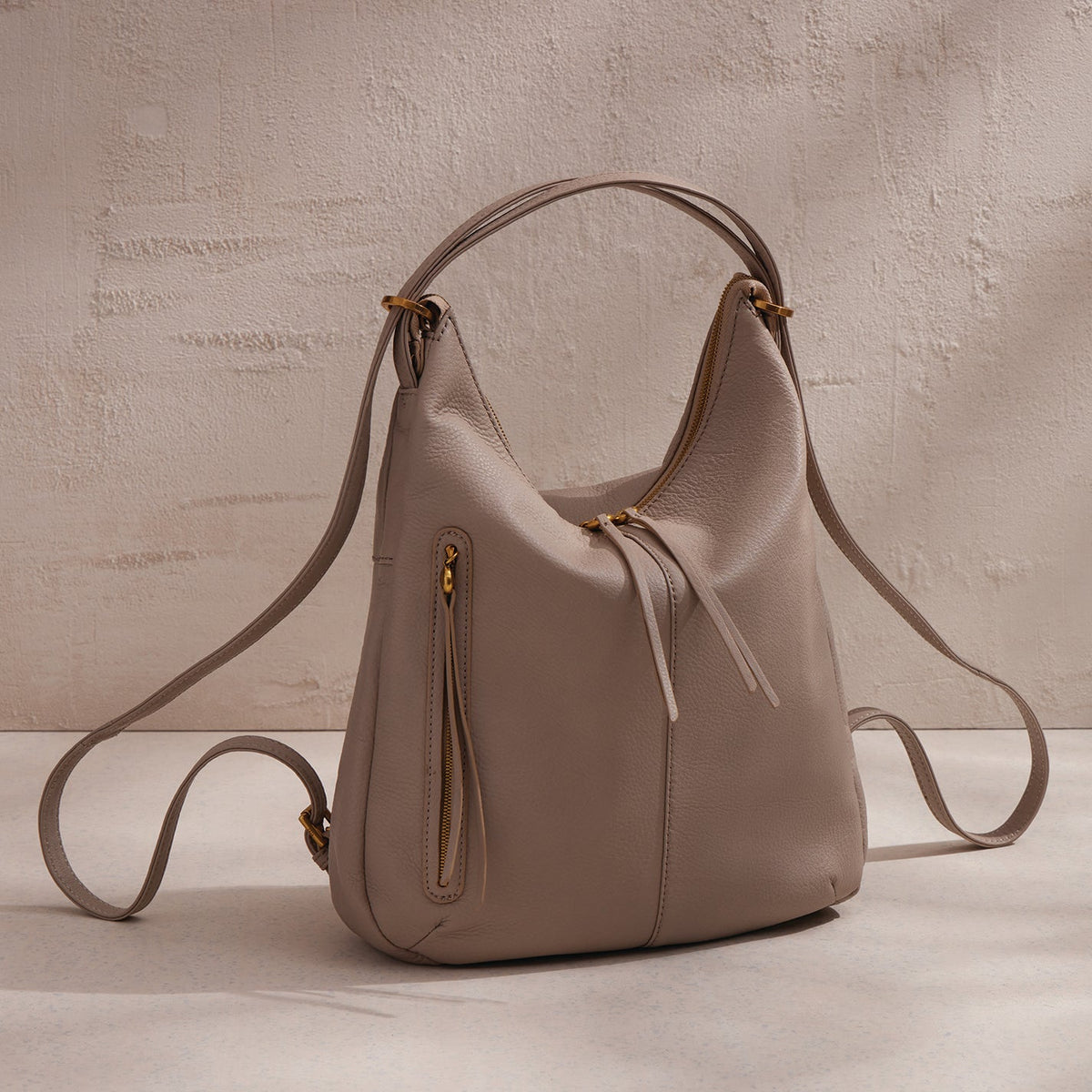 HOBO Merrin Convertible Backpack In Pebbled Leather - Taupe