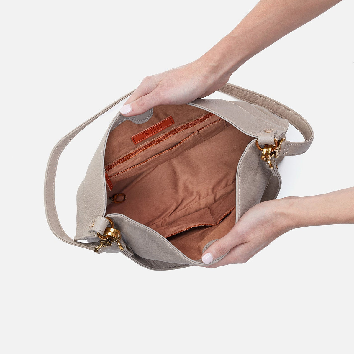 HOBO Pier Shoulder Bag In Pebbled Leather - Taupe