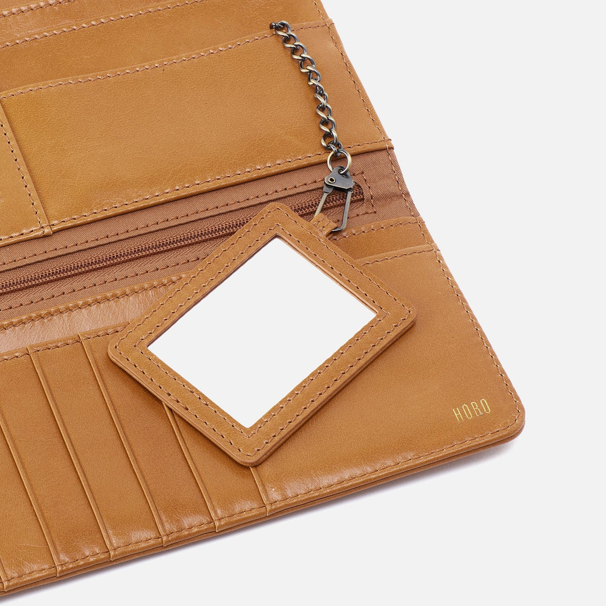 HOBO Rachel Continental Wallet In Polished Leather - Natural