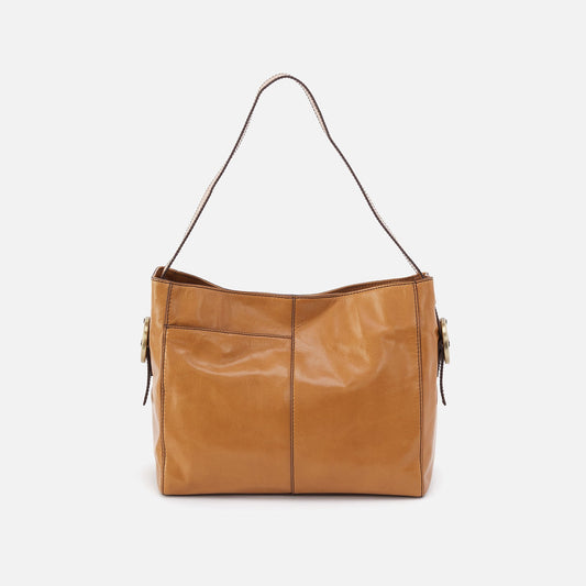 HOBO Render Shoulder Bag In Polished Leather - Natural