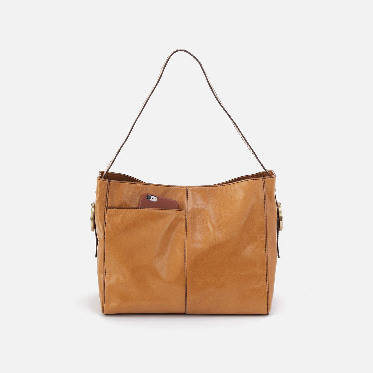 HOBO Render Shoulder Bag In Polished Leather - Natural