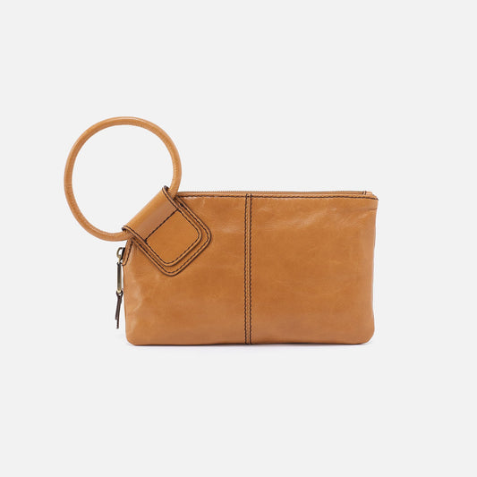HOBO Sable Wristlet In Polished Leather - Natural