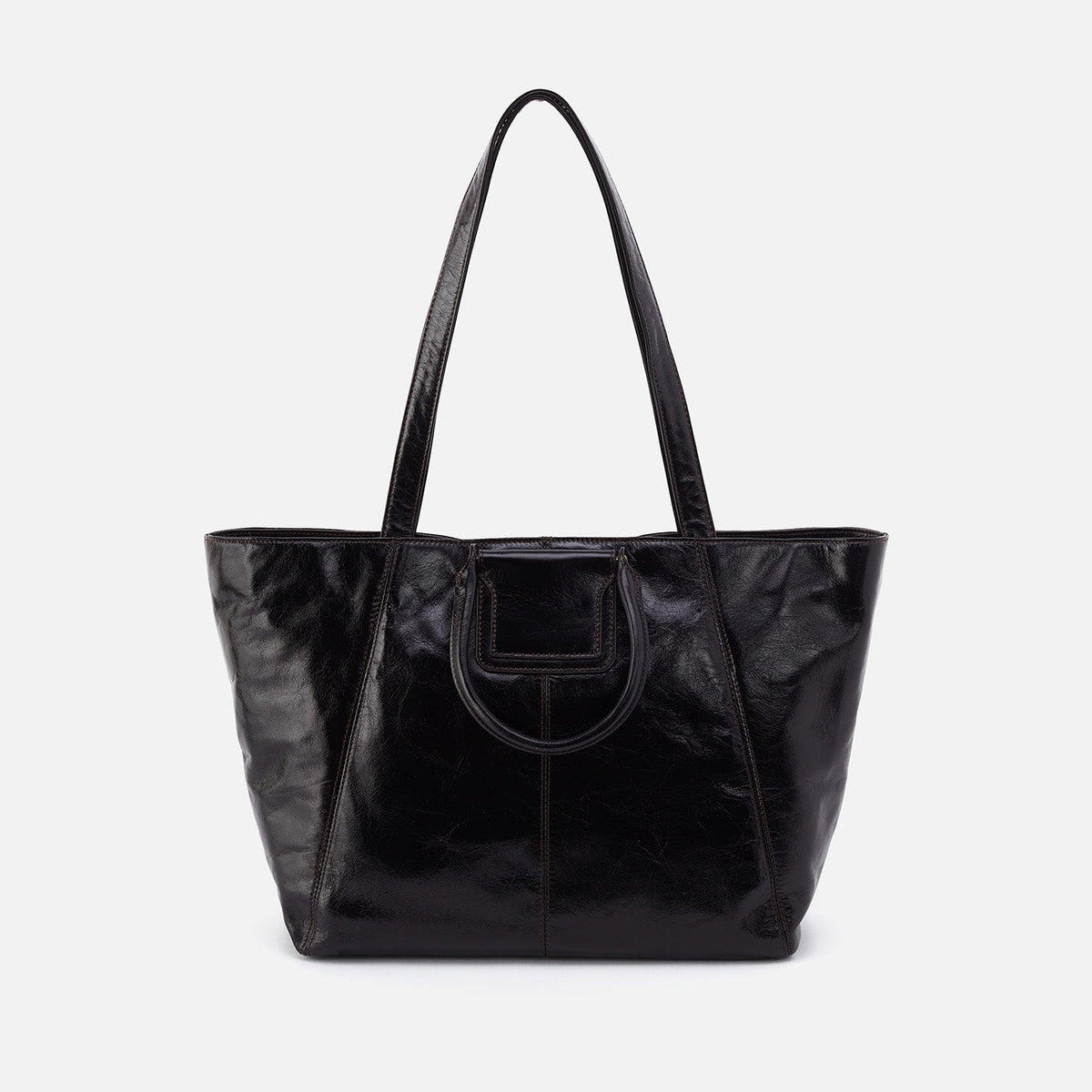HOBO Sheila East-West Tote In Polished Leather - Black