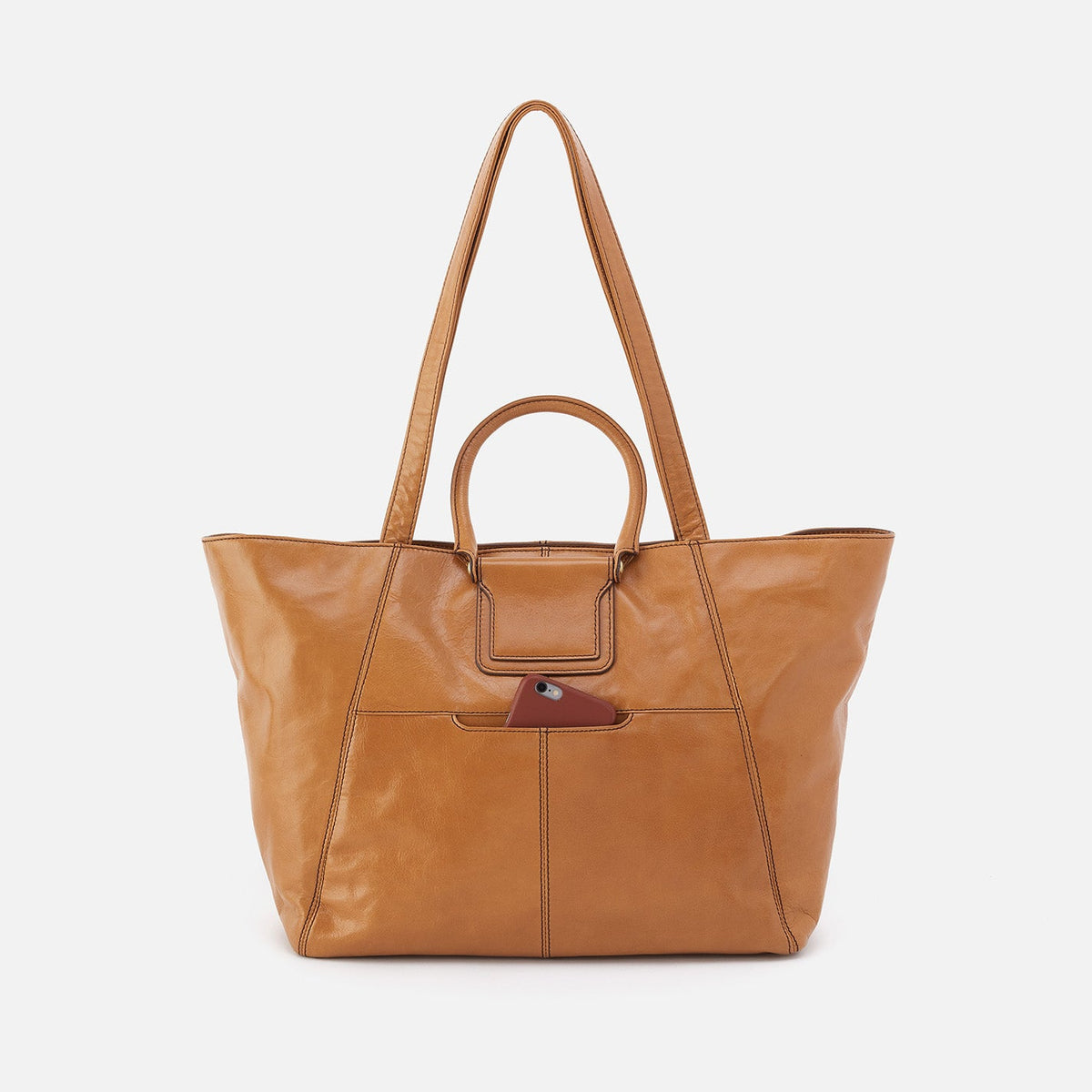 HOBO Sheila East-West Tote In Polished Leather - Natural