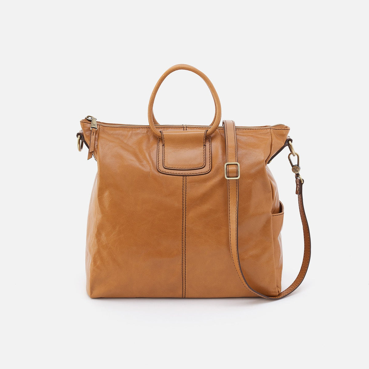 HOBO Sheila Large Satchel In Polished Leather - Natural