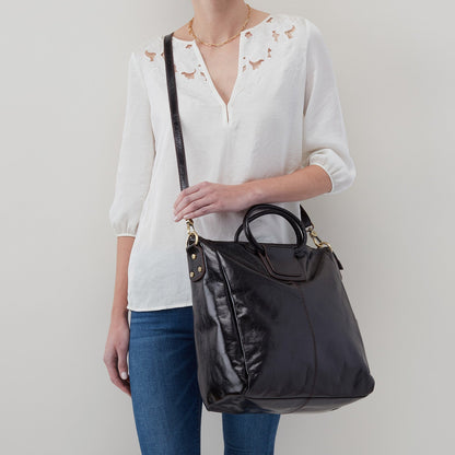 HOBO Sheila Large Satchel In Polished Leather - Natural