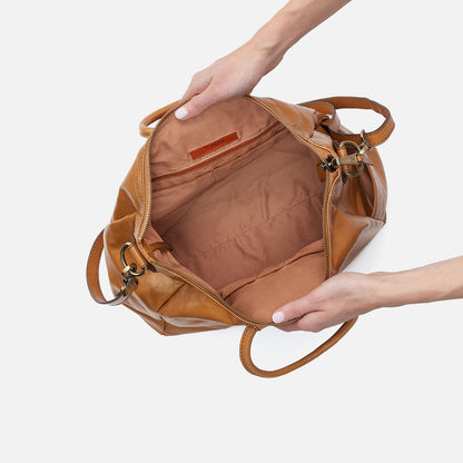 HOBO Sheila Large Satchel In Polished Leather - Natural