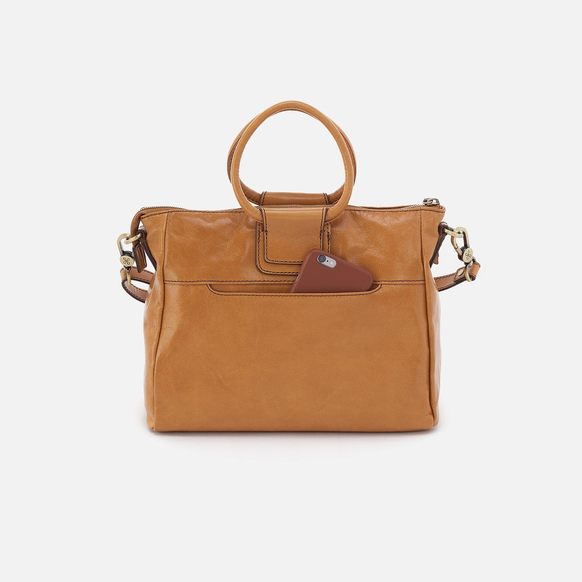 HOBO Sheila Medium Satchel In Polished Leather - Natural