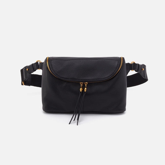 HOBO Fern Large Belt Bag In Pebbled Leather - Black