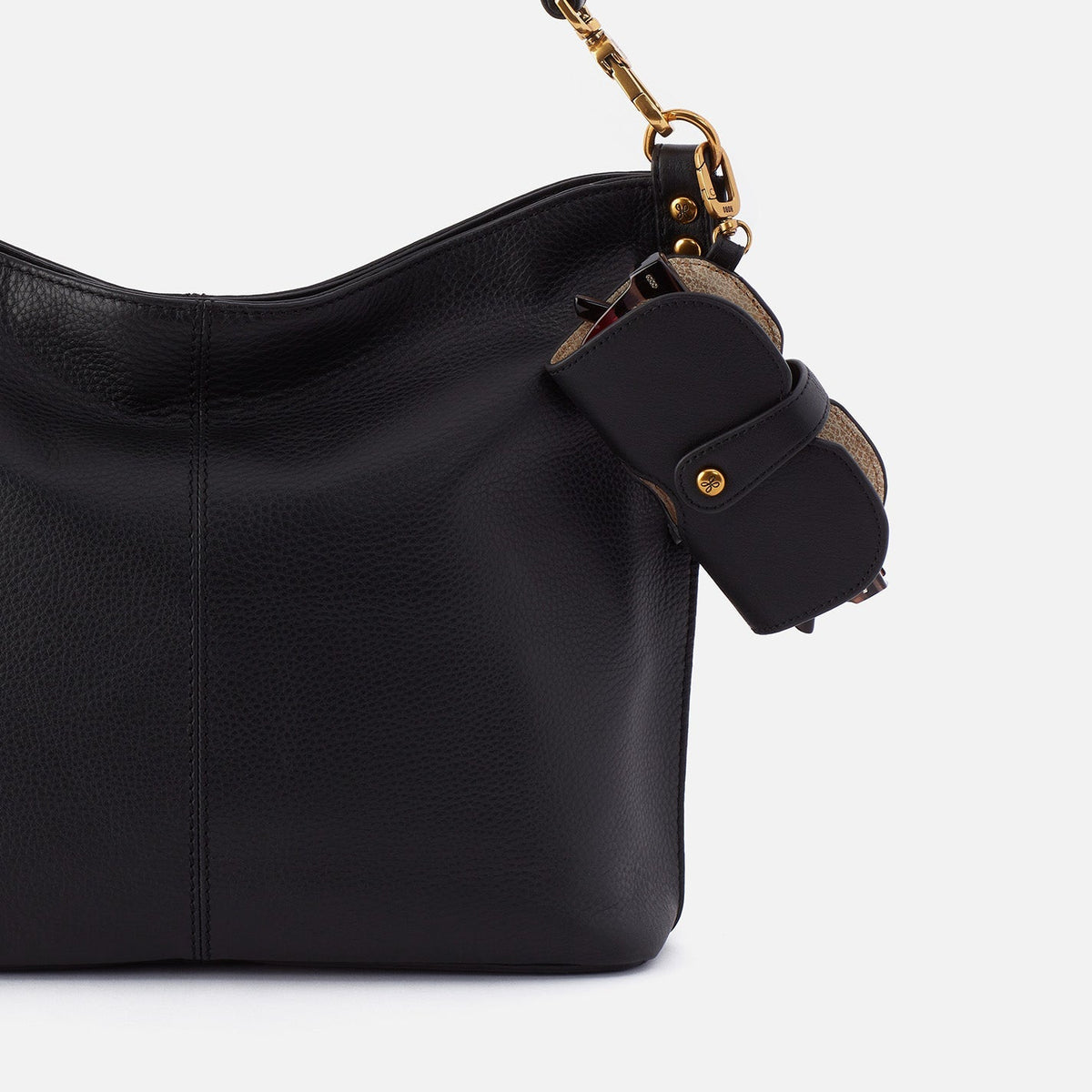 HOBO Blink Glasses Holder In Pebbled Leather - Black