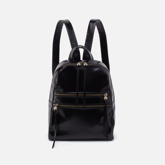 HOBO Billie Backpack In Polished Leather - Black