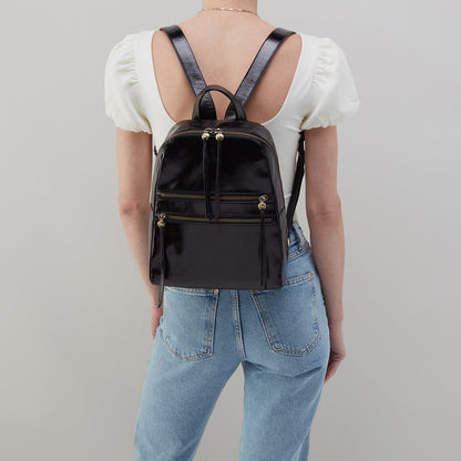 HOBO Billie Backpack In Polished Leather - Black