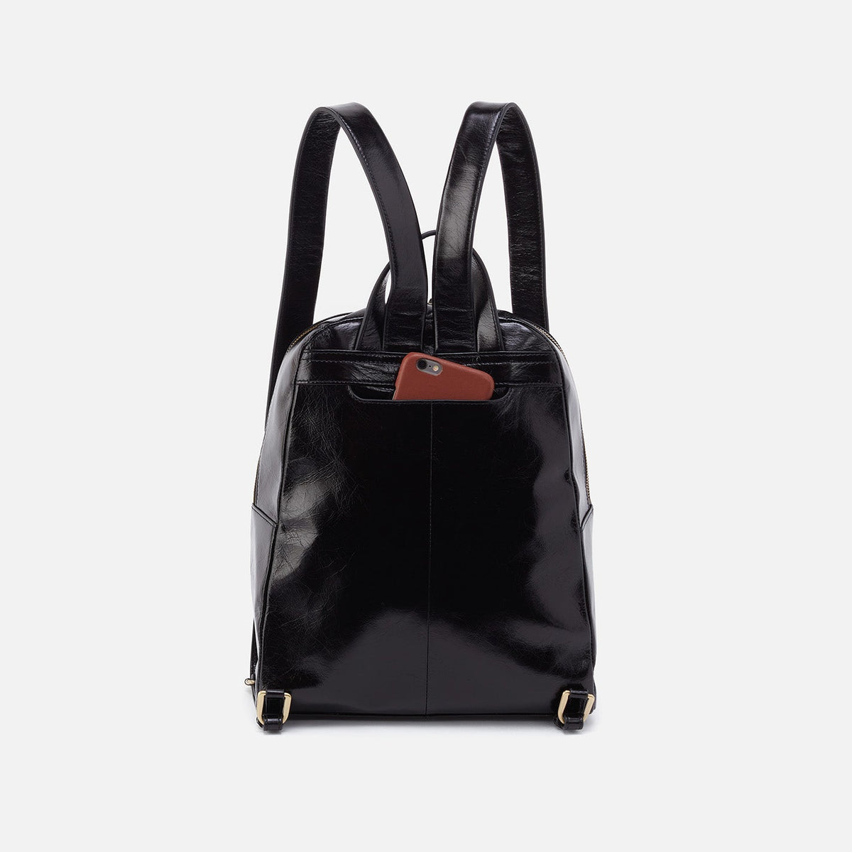 HOBO Billie Backpack In Polished Leather - Black