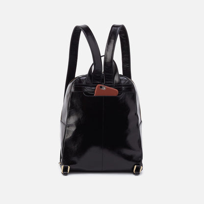HOBO Billie Backpack In Polished Leather - Black