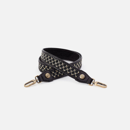 HOBO Lattice Stud Strap In Polished Leather - Black