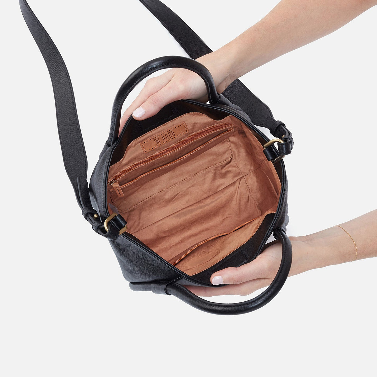 HOBO Margot Satchel In Pebbled Leather - Black