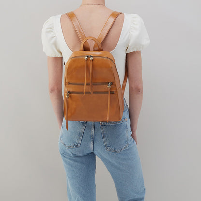 HOBO Billie Backpack In Polished Leather - Natural