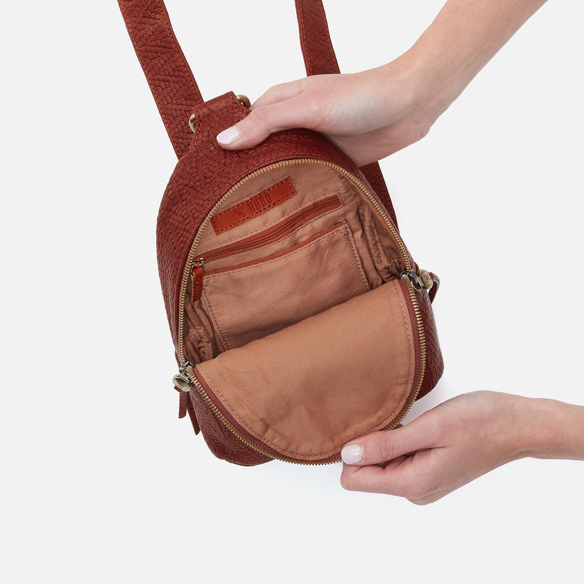 HOBO Fern Sling In Soft Embossed Leather - Tuscan Brown