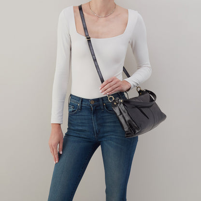 HOBO Avon Shoulder Bag In Polished Leather - Black